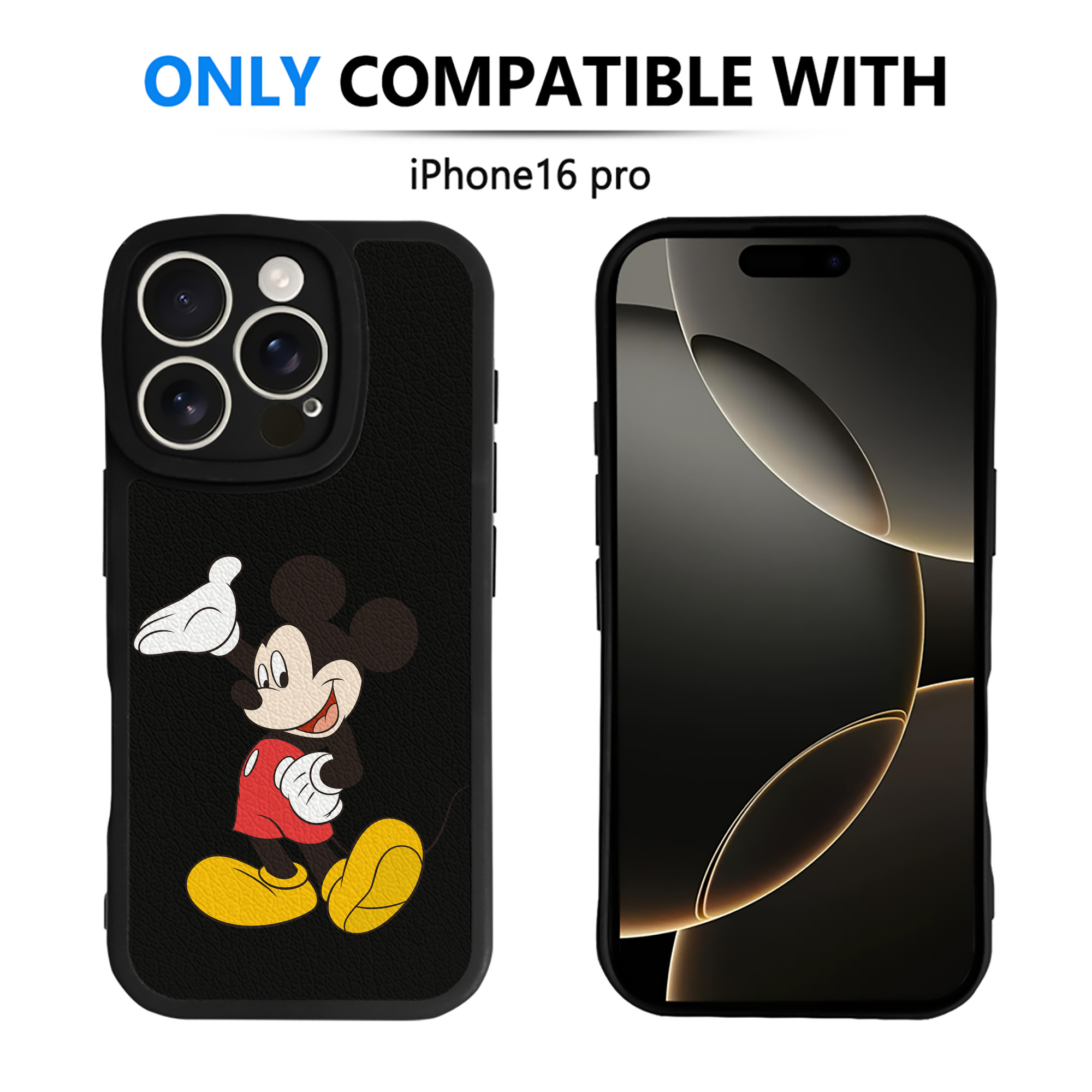 （画像用） ミッキーマウス Mickey Mouse 【iPhone 16シリーズ対応】シリコンスマホケース（レザー調） 材質：シリコン